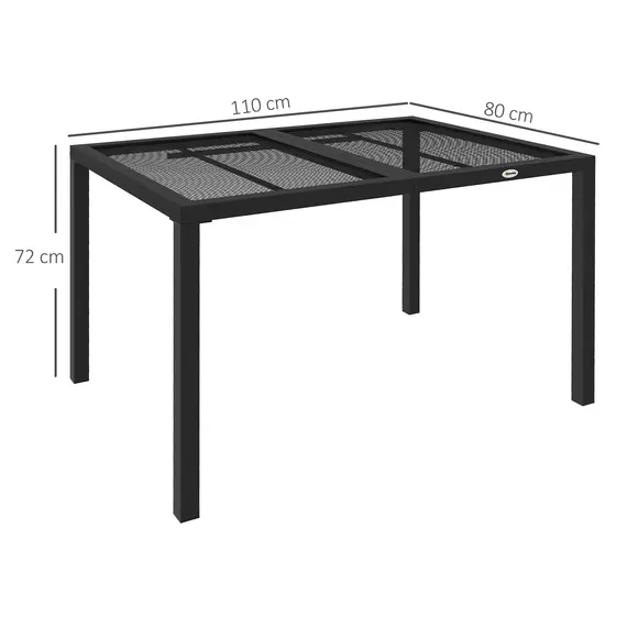 Buy Four-Seater Steel Garden Table, with Wired Top - Grey, 3 image
