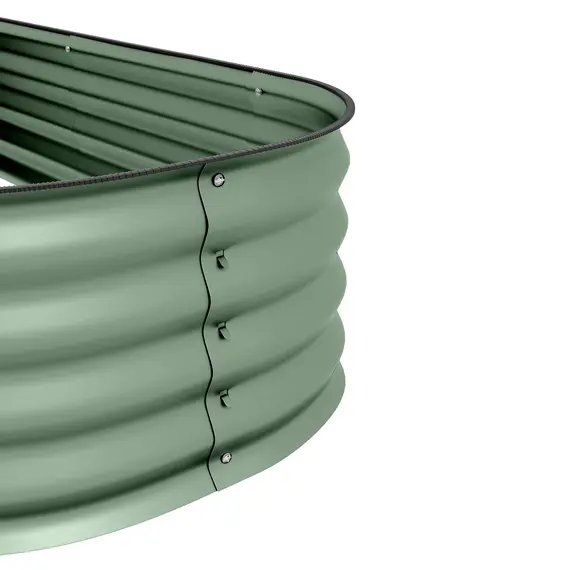 Buy Galvanised Raised Garden Bed, Metal Planter Box with Safety Edging, for Flowers, Herbs, Succulents, Green, 8 image
