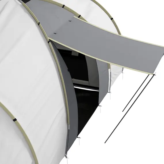 Buy Four-Man Tunnel Tent, with Two Bedrooms and Living Room - Grey/Yellow, 8 image