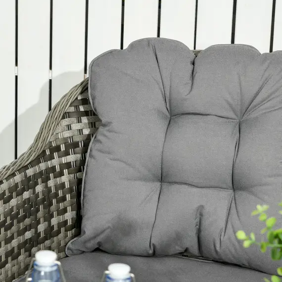 Buy Four-Piece Rattan Set, with Glass-Top Table - Grey, 9 image