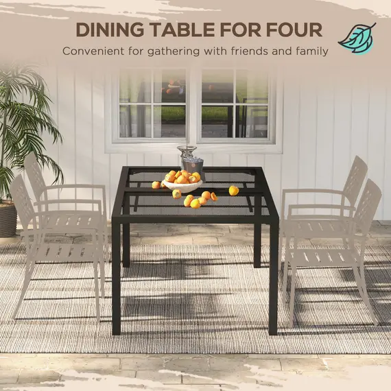 Buy Four-Seater Steel Garden Table, with Wired Top - Grey, 5 image