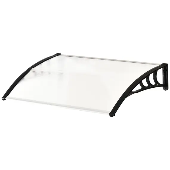 Buy Front Door Canopy Outdoor Awning Aluminium Rigid Plastic Polycarbonate Rain Shelter UV Water Rain Resistant 120 x 75cm White, 8 image