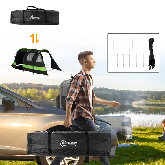 Buy Four Man, Two Room Blackout Tent, with Accessories - Black, 8 image