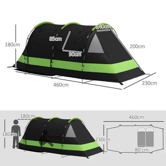 Buy Four Man, Two Room Blackout Tent, with Accessories - Black, 3 image
