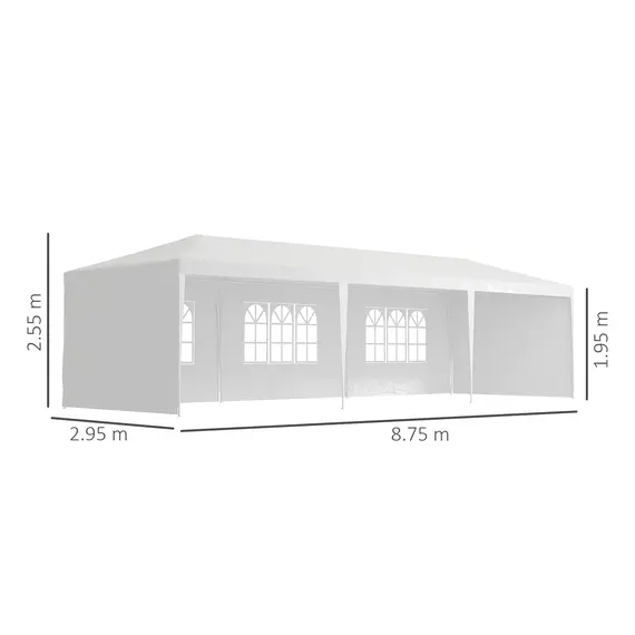Buy Garden Gazebo Marquee Party Wedding Tent Canopy (9m x 3m) - White, 3 image