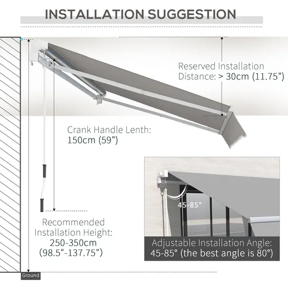 Buy Garden Patio Manual Awning Canopy Sun Shade Shelter Retractable 4 Size 5 Colour, 8 image