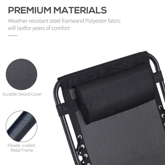 Buy Folding Zero Gravity Chairs, 3 Pieces Adjustable Sun Lounger and Table Set with Cup Holder and Headrest, Patio Bistro Set with Reclining Garden Chairs for Outdoor, Black, 7 image