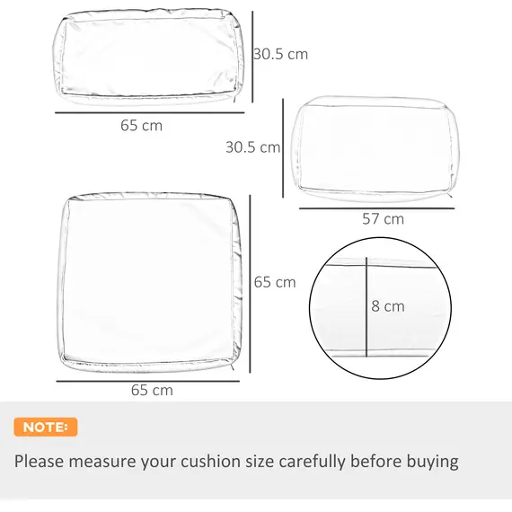 Buy Garden Rattan Sofa Cushion Polyester Cover Replacement Outdoor- No Cushion Included, Dark Grey, 3 image