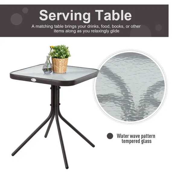 Buy Glider Rocking Chair & Table Set 2 Single Seaters Rocker Garden Swing Chair Patio Furniture Bistro Set Grey, 7 image