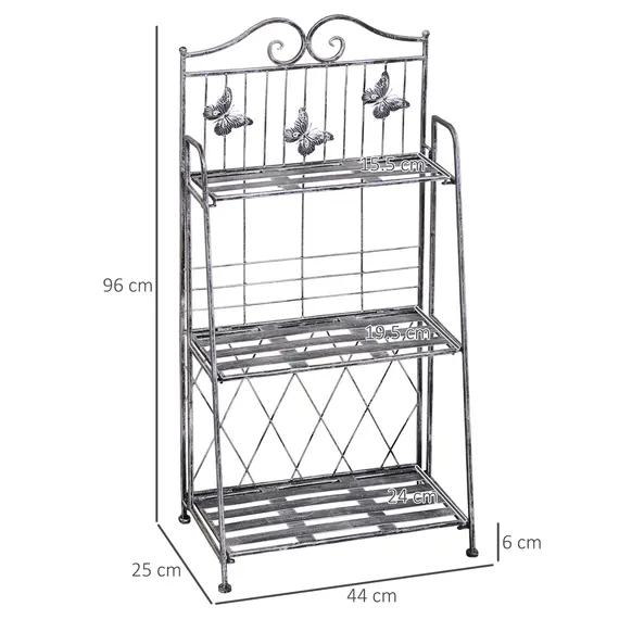 Buy Indoor Outdoor Freestanding 3-Tier Garden Plant Stand Metal Flower Display Rack for Potted Plants Balcony DÃ©cor 44L x 25W x 96H cm, 3 image