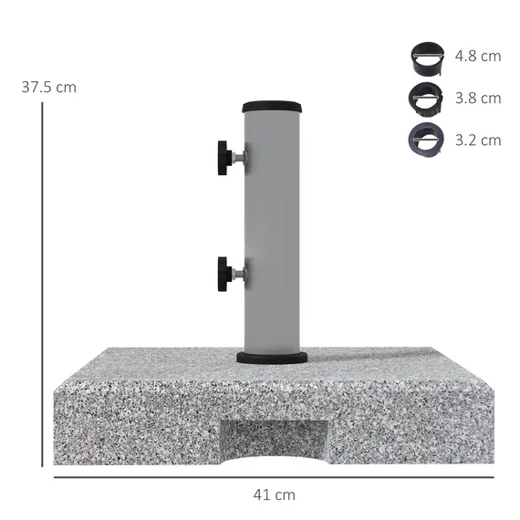 Buy Granite Parasol Base, 28kg Heavy Duty Square Umbrella Stand with Wheels, Retractable Handle, Stainless Steel Tube, Grey, 3 image