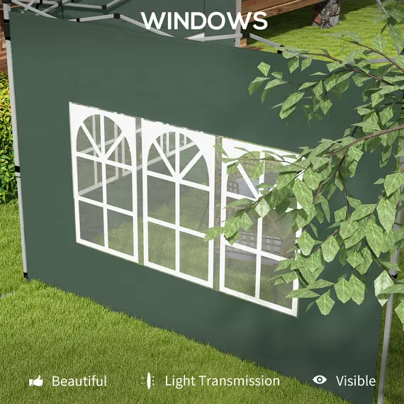 Buy Gazebo Side Panels, Sides Replacement with Window for 3x3(m) or 3x4m Pop Up Gazebo, 2 Pack, Green, 6 image