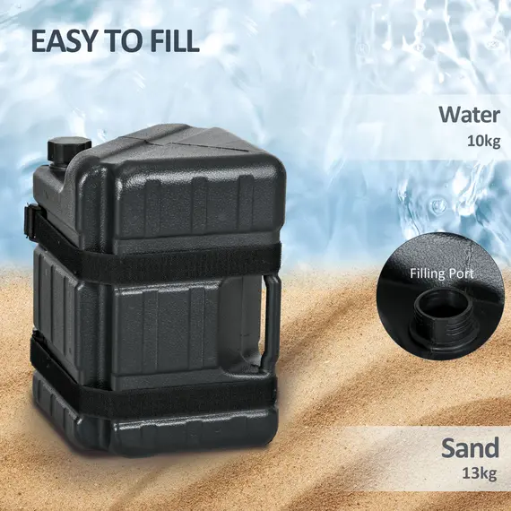 Buy HDPE Gazebo Weights Set of 4, Water or Sand Filled Weights for Gazebo Legs, with Built-in Handles and Secure Straps, 5 image