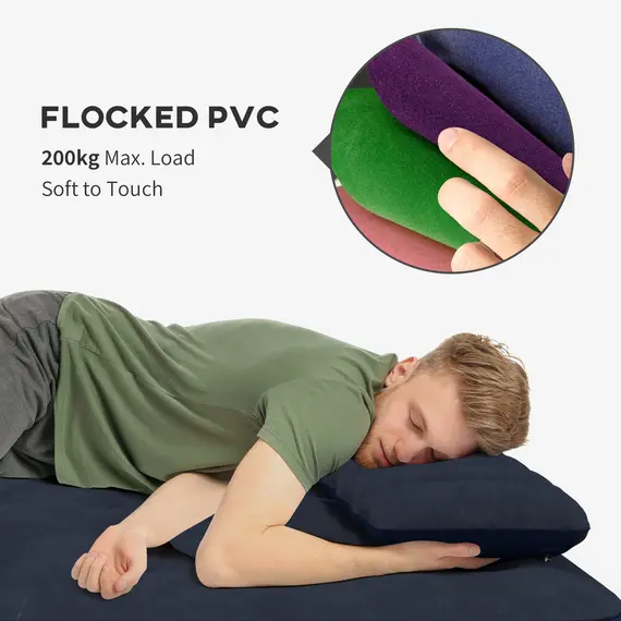 Buy Inflatable Double Air Bed, with Hand Pump - Blue, 6 image