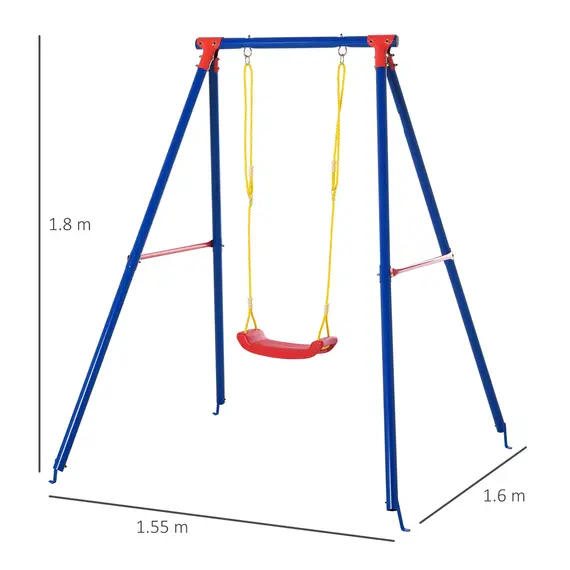 Buy Kids Swing Set Toddler Swing Adjustable Rope Heavy Duty A-Frame Stand Outdoor Playset for 3-8 Years Old Blue, 3 image