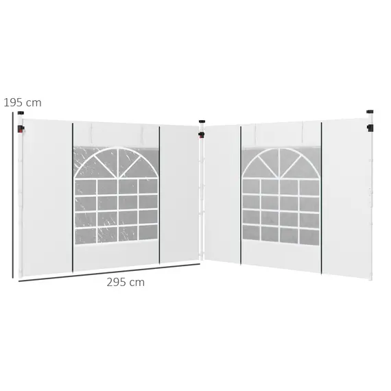 Buy Gazebo Side Panels, 2 Pack Sides Replacement, for 3x3(m) or 3x6m Pop Up Gazebo, with Windows and Doors, White, 3 image