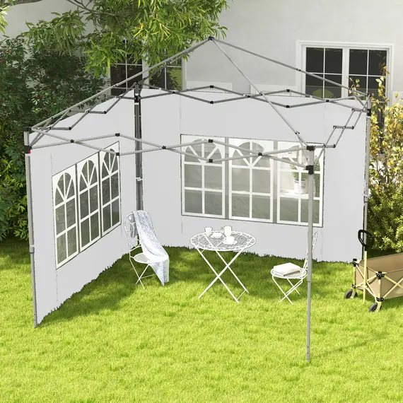 Buy Gazebo Side Panels, Sides Replacement with Window for 3x3(m) or 3x4m Pop Up Gazebo, 2 Pack, White, 2 image