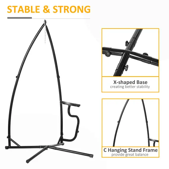 Buy Hammock Chair Stand Only Construction Heavy Duty Metal C-Stand for Hanging Hammock Chair Porch Swing Indoor or Outdoor Use, 4 image