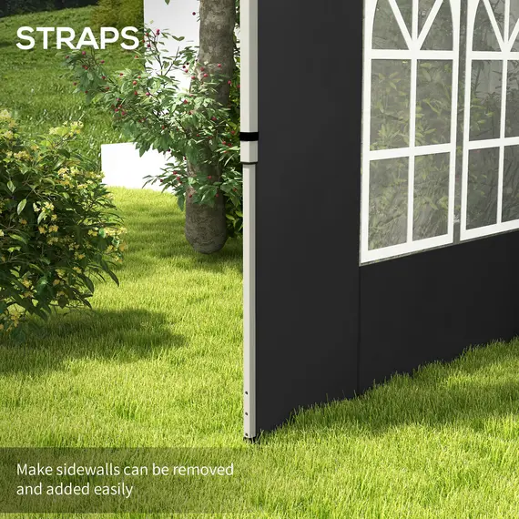 Buy Gazebo Side Panels, Sides Replacement with Window for 3x3(m) or 3x4m Pop Up Gazebo, 2 Pack, Black, 5 image