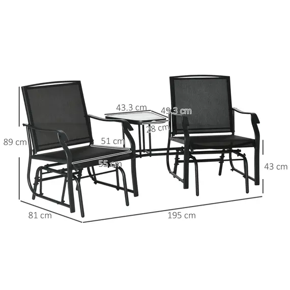 Buy Gliding Jack and Jill Seat, with Glass-Top Table - Black, 3 image