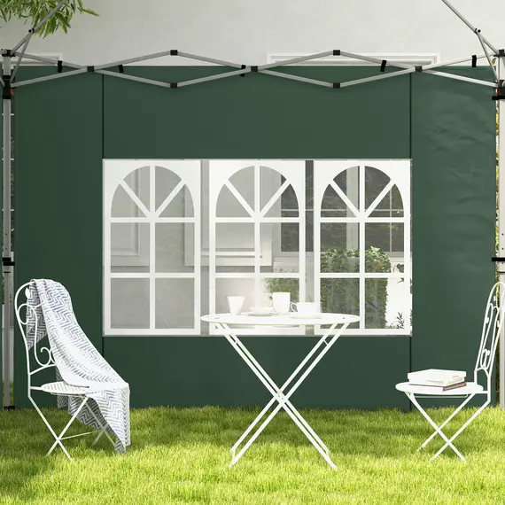 Buy Gazebo Side Panels, Sides Replacement with Window for 3x3(m) or 3x4m Pop Up Gazebo, 2 Pack, Green, 7 image