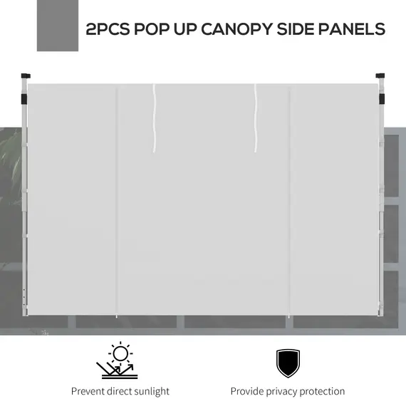 Buy Gazebo Side Panels, 2 Pack Sides Replacement, for 3x3(m) or 3x6m Pop Up Gazebo, with Windows and Doors, White, 4 image