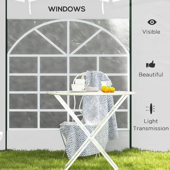 Buy Gazebo Side Panels, 2 Pack Sides Replacement, for 3x3(m) or 3x6m Pop Up Gazebo, with Windows and Doors, White, 6 image