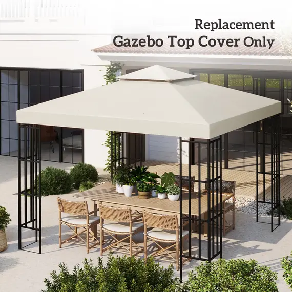 Buy Gazebo Replacement Canopy 3x3 m-Cream White, 7 image