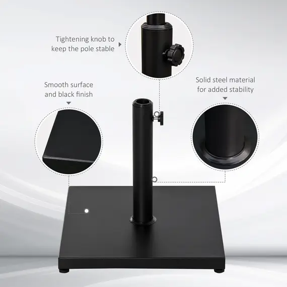 Buy Î¦35/38/48MM 18KG Steel Square Parasol Stand Base w/ Adjustable Knob Umbrella Stand Garden Patio Outdoor Home, Black, 4 image