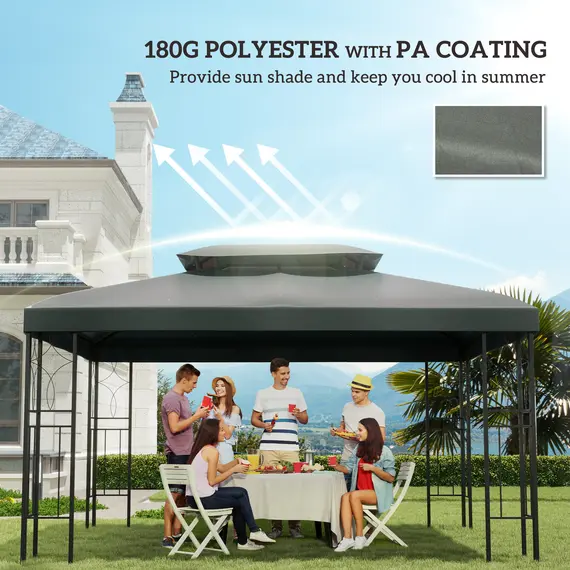 Buy Gazebo Roof Replacement, for 3 x 4m Frames - Grey, 6 image