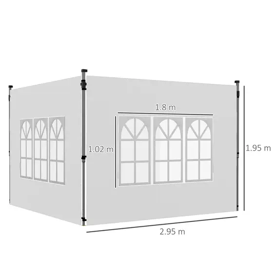 Buy Gazebo Side Panels, Sides Replacement with Window for 3x3(m) or 3x4m Pop Up Gazebo, 2 Pack, White, 3 image
