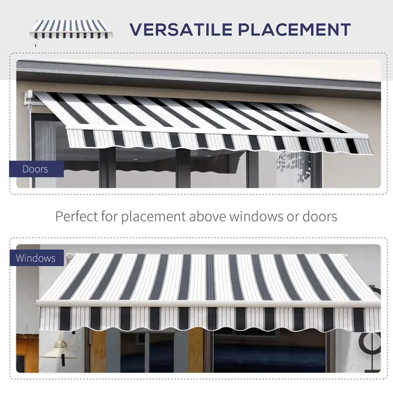 Buy Manual Retractable Awning, 2.5x2 m-Dark Blue/White Stripes, 6 image