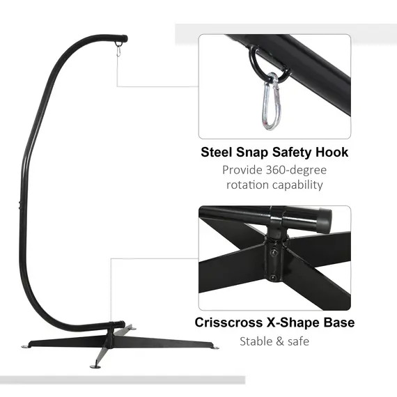 Buy Hanging Hammock Stand Hammock Chair Stand C Stand Steel Heavy Duty Stand for Hanging Hammock Air Porch Swing Chair Indoor Outdoor (Only Construction), 4 image