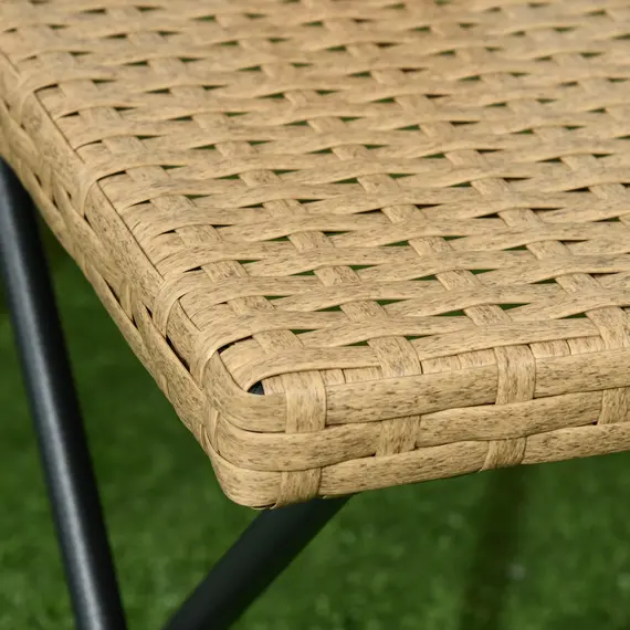 Buy Garden Small Folding Square Rattan Coffee Table Bistro Balcony Outdoor Wicker Weave Side Table 40Hx40Lx40Wcm, Natural, 8 image
