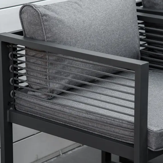 Buy Nine-Piece Aluminium Garden Set, with Glass-Top Table - Grey, 8 image
