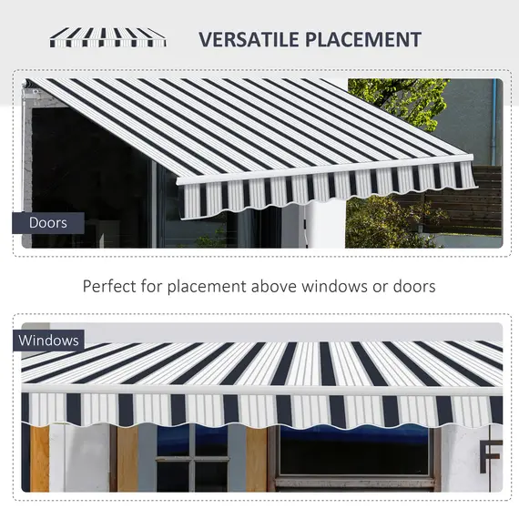 Buy Manual Retractable Awning, 4x3 m-Blue/White, 6 image