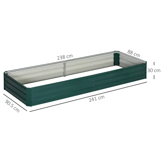 Buy Metal Raised Garden Bed Planter Box Outdoor Planters for Growing Flowers, Herbs, Green, 241x90.5x30cm, 3 image