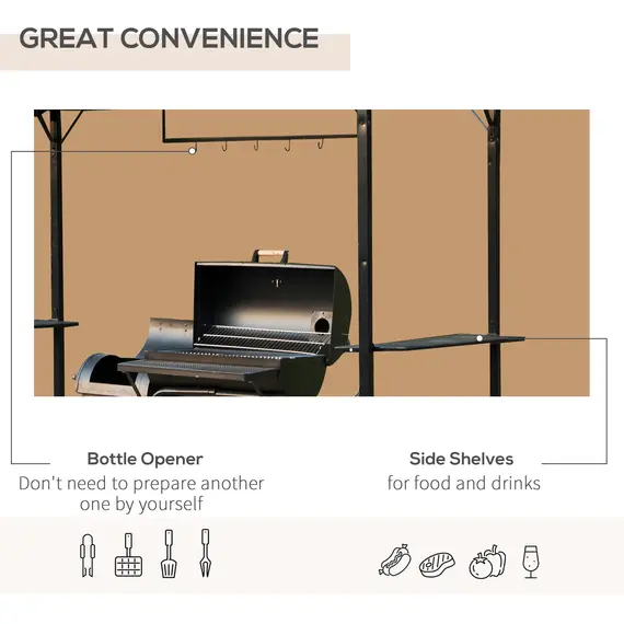 Buy Metal Smoking Gazebo Marquee Garden Patio BBQ Tent Grill Canopy Awning Shelter - Coffee, 5 image