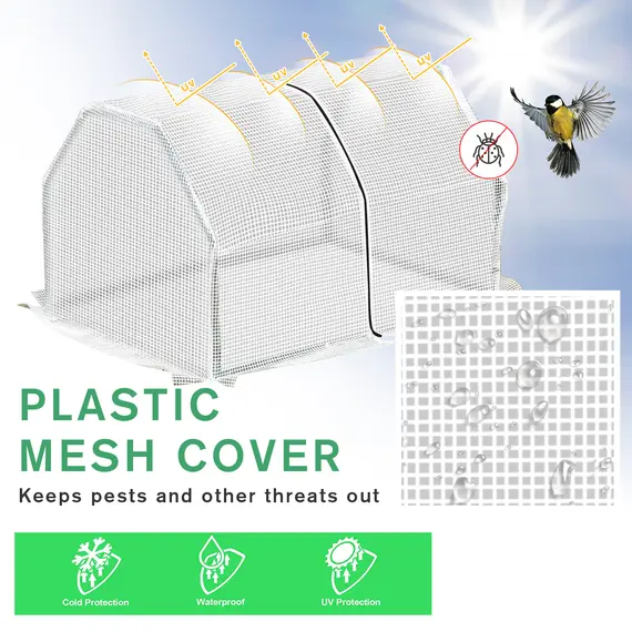 Buy Mini  Greenhouse Grow House PVC Cover Steel Frame White 99L x 71W x 60H cm, 5 image