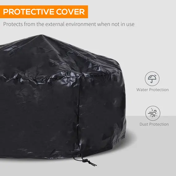 Buy Metal Large Firepit Bowl Outdoor Round Fire Pit Brazier w/ Lid, Log Grate, Poker, Elegant Scrolls for Backyard, Camping, Bonfire, Wood Burning Stove, 76 x 76 x 50cm, Black, 5 image