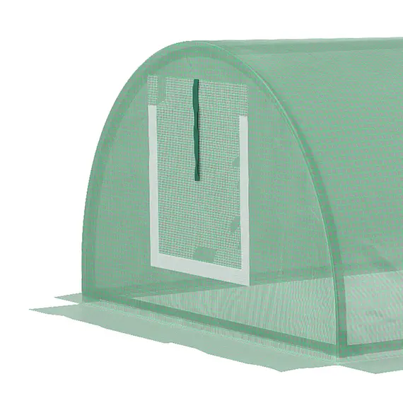 Buy Mini Greenhouse, Portable Tunnel Green House, Green Grow House Steel Frame with 5 Mesh Windows, 3 M, Green, 9 image