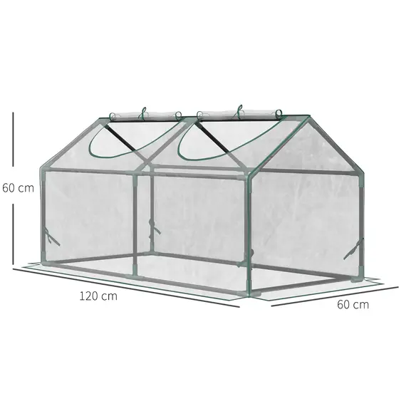 Buy Mini Greenhouse Portable Flower Planter Vegetable Grow House for Garden Backyard with Zipped Windows, 120 x 60 x 60 cm, Clear, 3 image