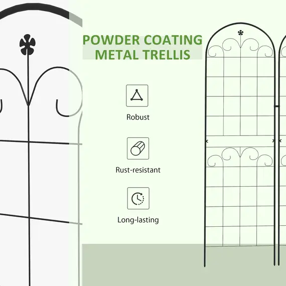 Buy Metal Trellis Set of 2, Garden Trellis for Climbing Plants Support Frames, Floral Design, 6 image