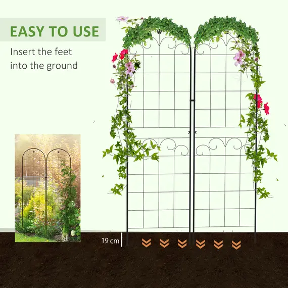 Buy Metal Trellis Set of 2, Garden Trellis for Climbing Plants Support Frames, Floral Design, 5 image