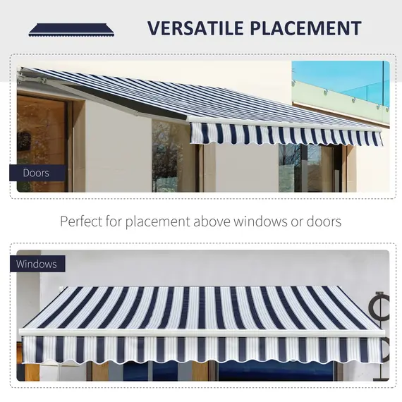 Buy Manual Retractable Awning, 3x2.5 m-Blue/White Stripes, 5 image