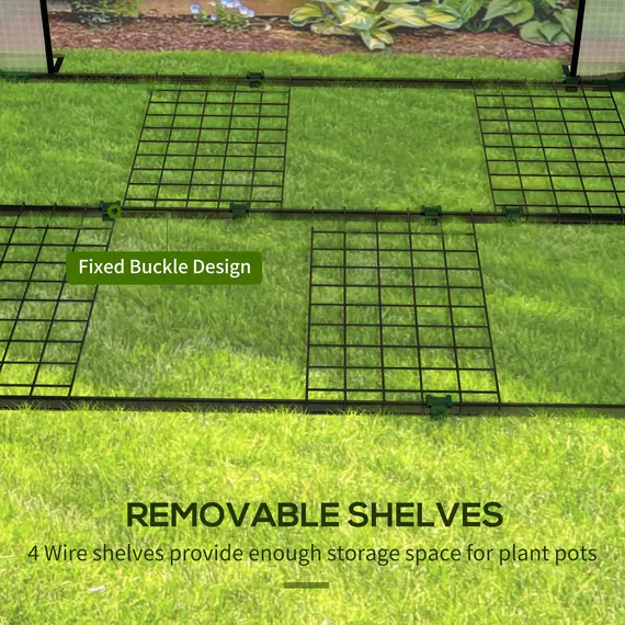 Buy Mini Greenhouse with 4 Wire Shelves, Portable Tomato Greenhouse, Upgraded Garden Grow House for Plants with Roll Up Door and Vents, 100 x 80 x 150cm, White, 7 image