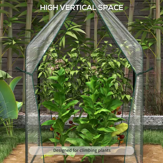 Buy Mini Greenhouse, Garden Tomato Growhouse with 2 Zipped Doors, Portable Indoor Outdoor Green House, 90 x 90 x 145cm, Clear, 4 image