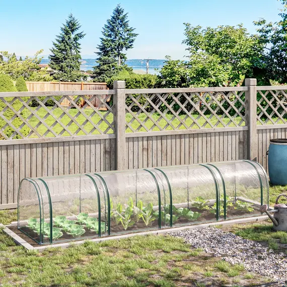 Buy Mini Greenhouse, Small Polytunnel Green House with Zipped Doors, Steel Frame for Garden Backyard, 395 x 100 x 80cm, Clear, 2 image