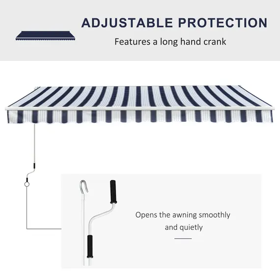 Buy Manual Retractable Awning, 3x2.5 m-Blue/White Stripes, 7 image