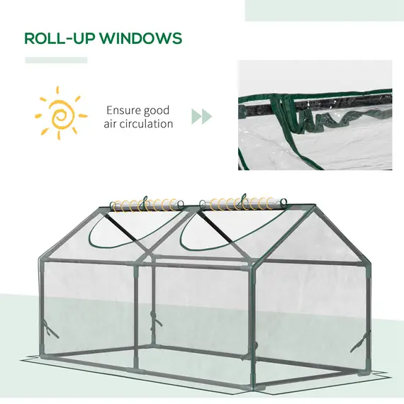 Buy Mini Greenhouse Portable Flower Planter Vegetable Grow House for Garden Backyard with Zipped Windows, 120 x 60 x 60 cm, Clear, 6 image